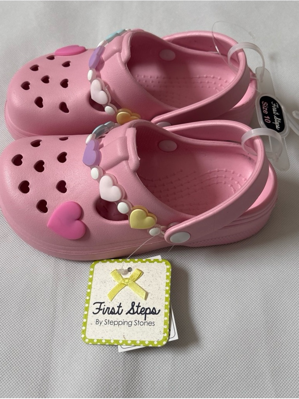 First Steps by Stepping Stones Pink Heart Water Clogs for Kids Pastel Colors